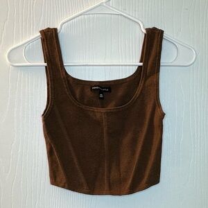 Kendall & Kylie Brown Fitted Crop Tank Top juniors women’s XS‎